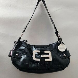 perfect vintage 2000s guess shoulder bag! faux crocodile leather with straps
